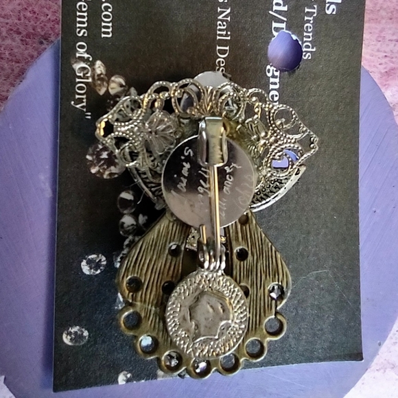 Sacred Heart Inspirational Vintage Angel Brooch - Picture 6 of 13